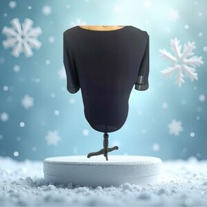 Ce Ce Black Crepe Top with Ruffled‎ Sleeves S